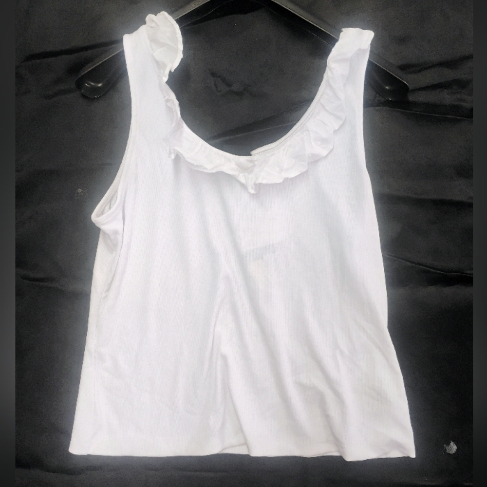 NWT Who What Wear White Ruffle Tank Top Women’s XXL Cottagecore Coquette Flowy
